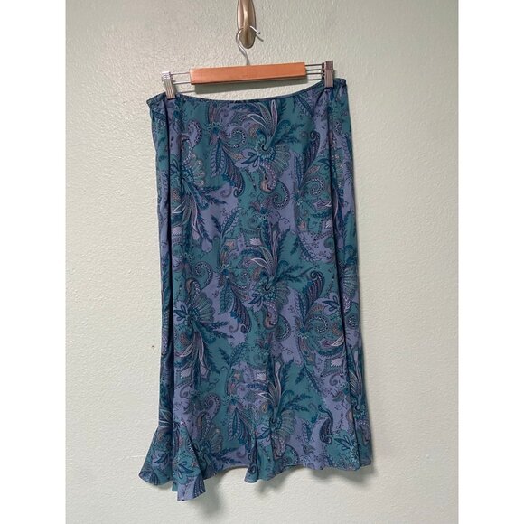 Pendleton Women's Blue and‎ Teal Patterned Floral Silk Wool Blend Dress Size 14 - Picture 2 of 10